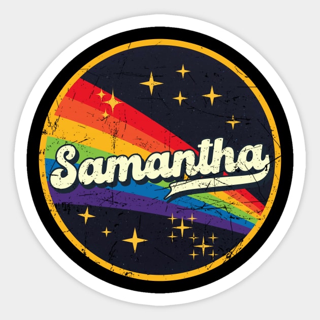 Samantha // Rainbow In Space Vintage Grunge-Style Sticker by LMW Art